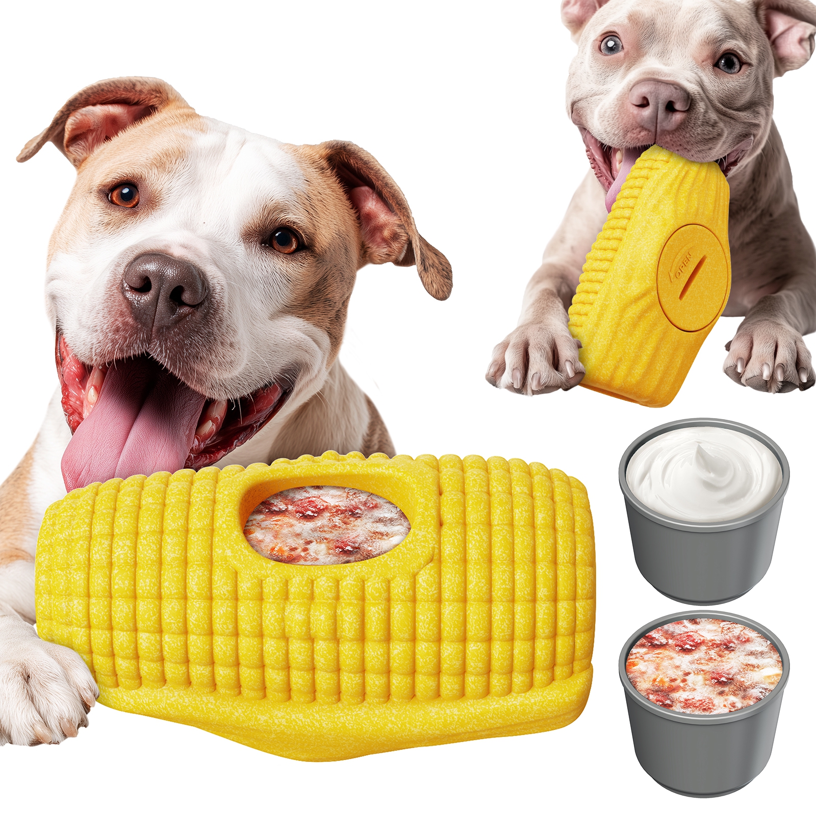 KADTC ALL IN ONE 2 in 1 Durable Corn Fillable Freeze Chew Dog Toy