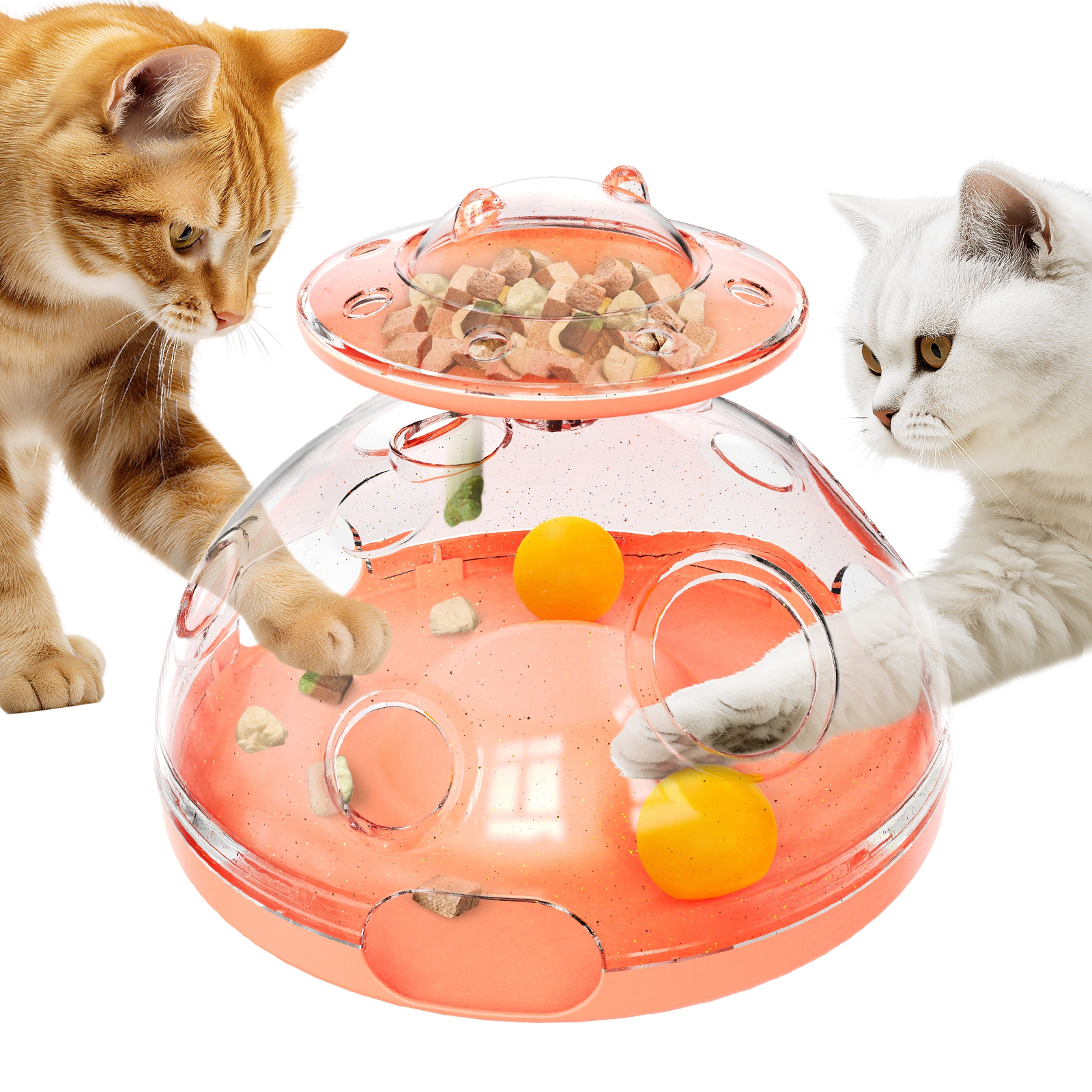 KADTC ２WAYS TO PLAY Cat Treat Dispensing Puzzle Toy & Foraging Balls Game