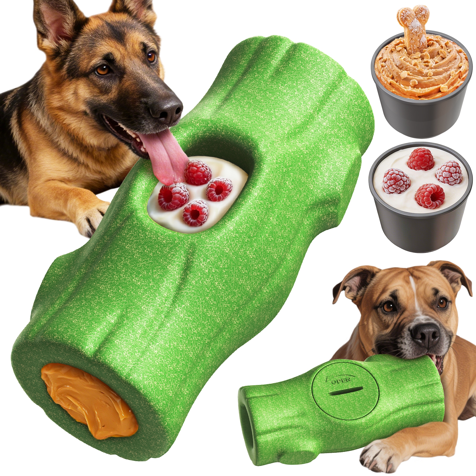 KADTC 3 in 1 XXL Size Durable Dog Frozen Treat Toy & Chew & Fillable Toy