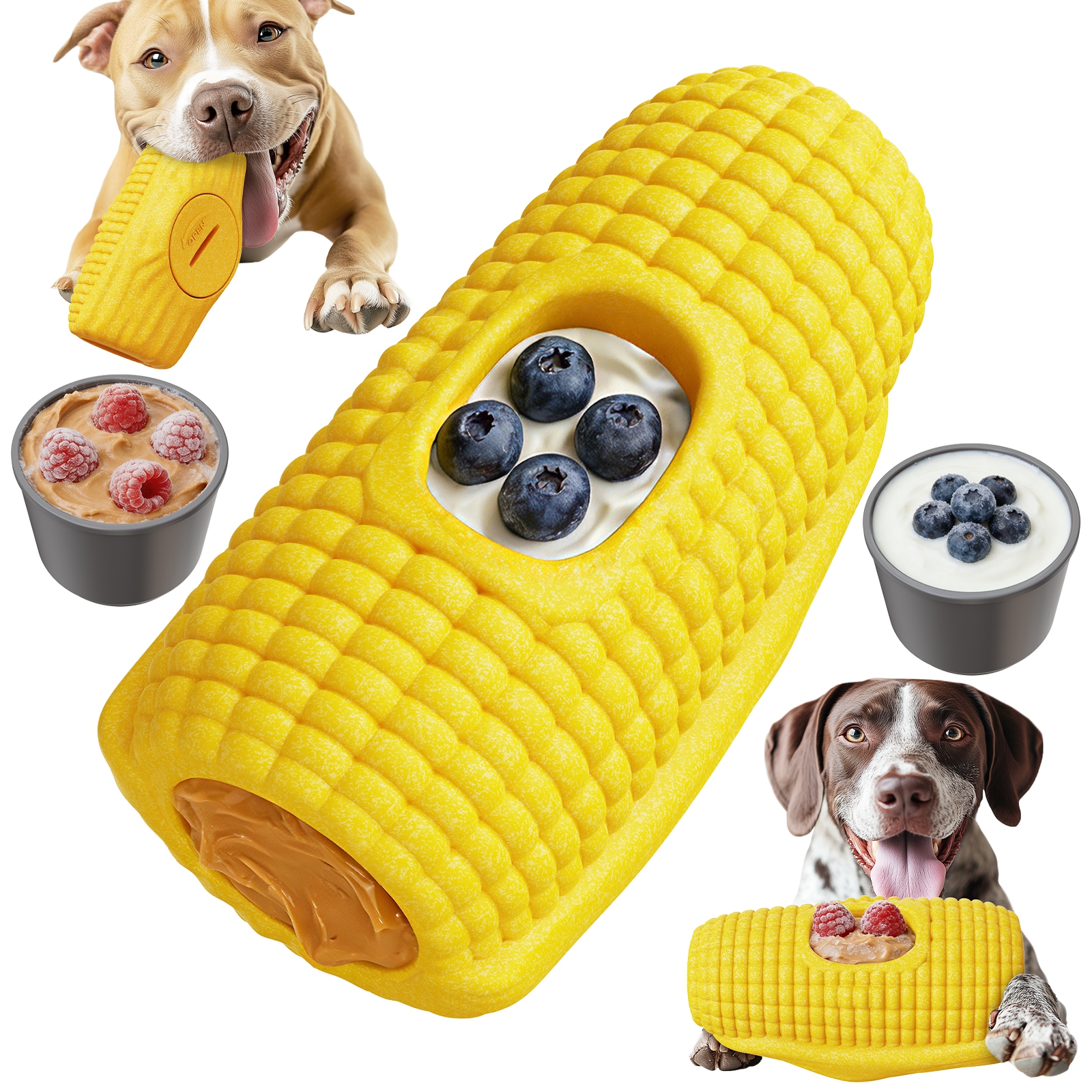 KADTC 3 in 1 Large Size Durable Dog Frozen Treat Toy & Chew & Fillable Toy