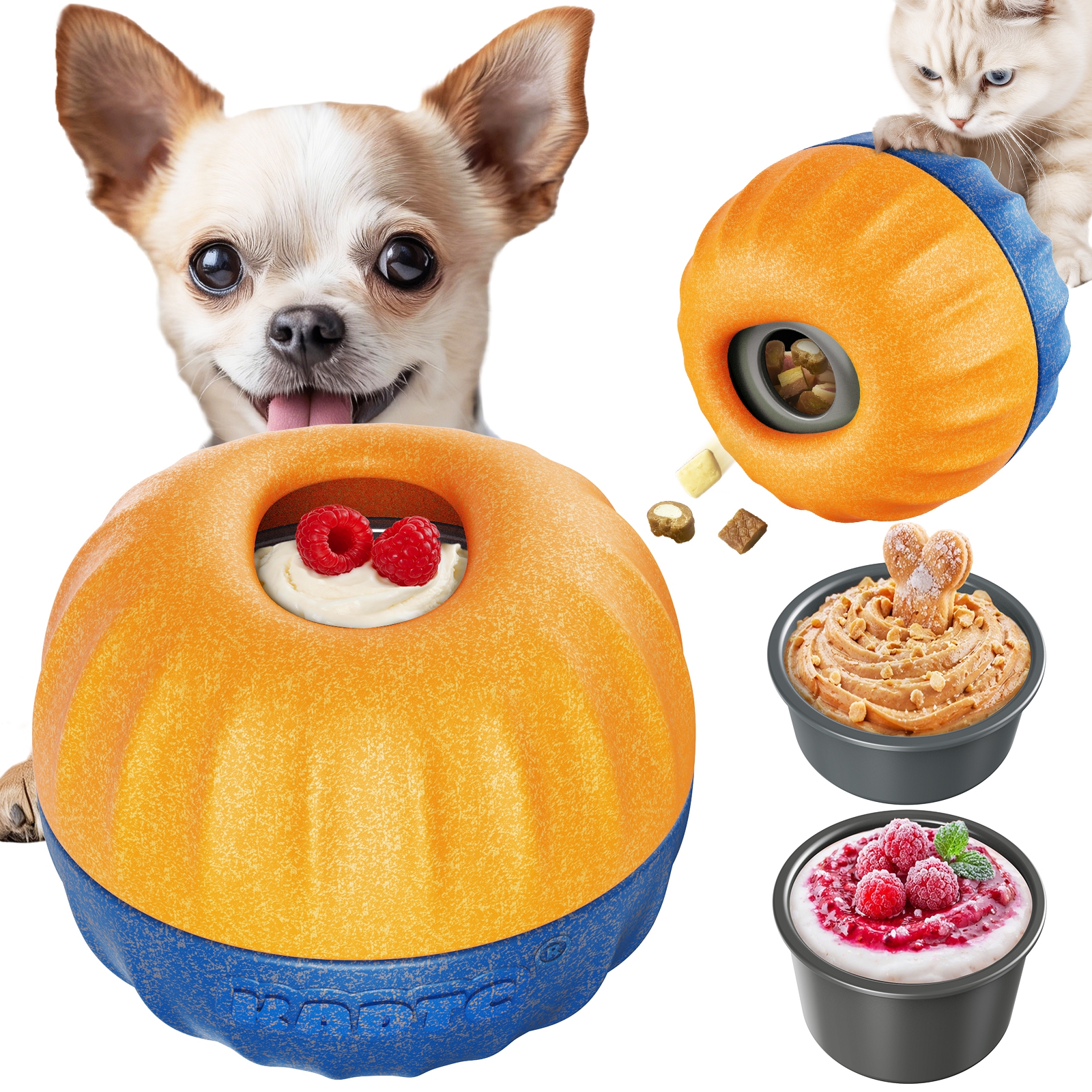 KADTC 3-in-1 Dog Enrichment Toy Fillable & Freeze & Treat Dispenser & Chew